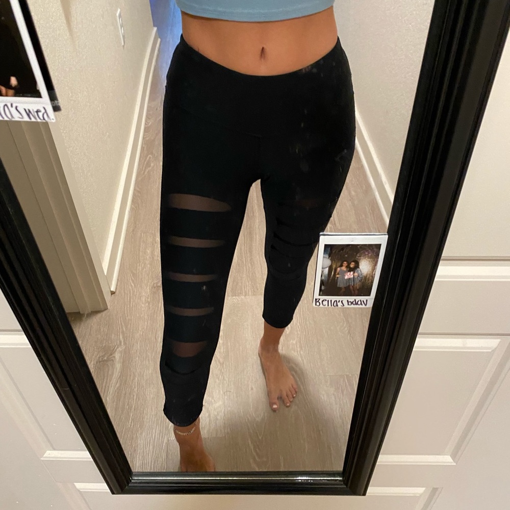 Black Cutout Mesh Leggings